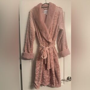Nicole Miller Pink Plush Robe with Belt